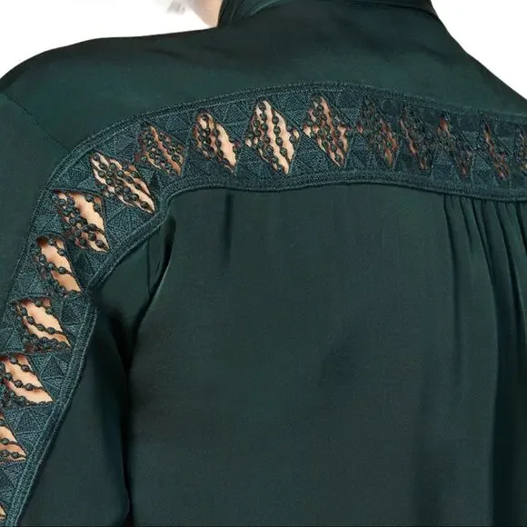 Sandro green Verden lace inset‎ blouse small new - Picture 3 of 11